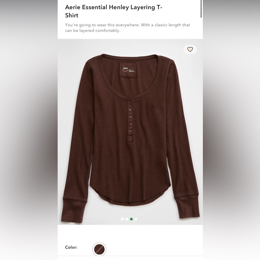 Brand new Aerie Essential Henley Layering T-
Shirt